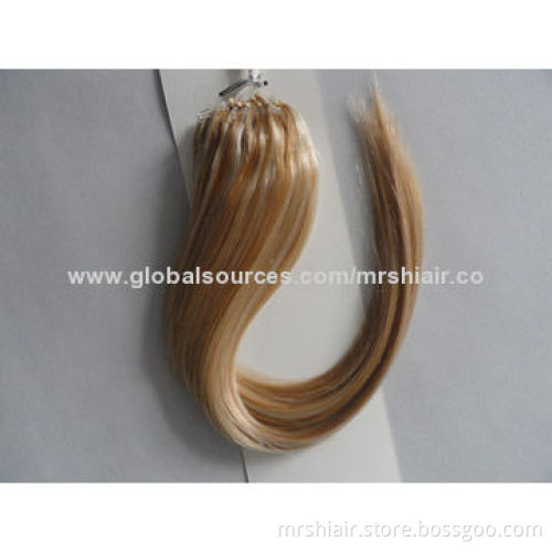22-inch Piano Color 12#/22# Silk Straight Micro Loop Ring Hair Extensions